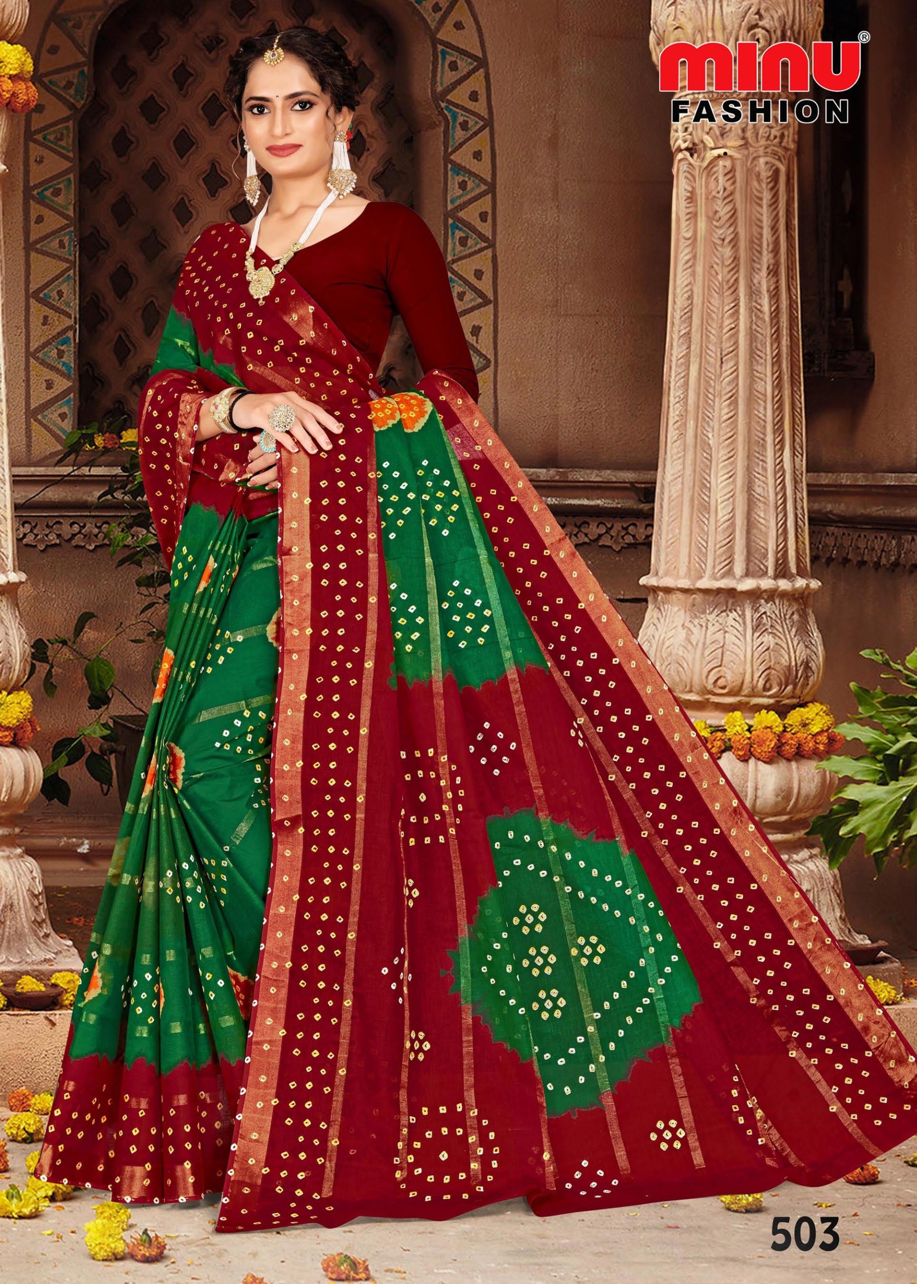 designer printed saree wearing woman online image 
