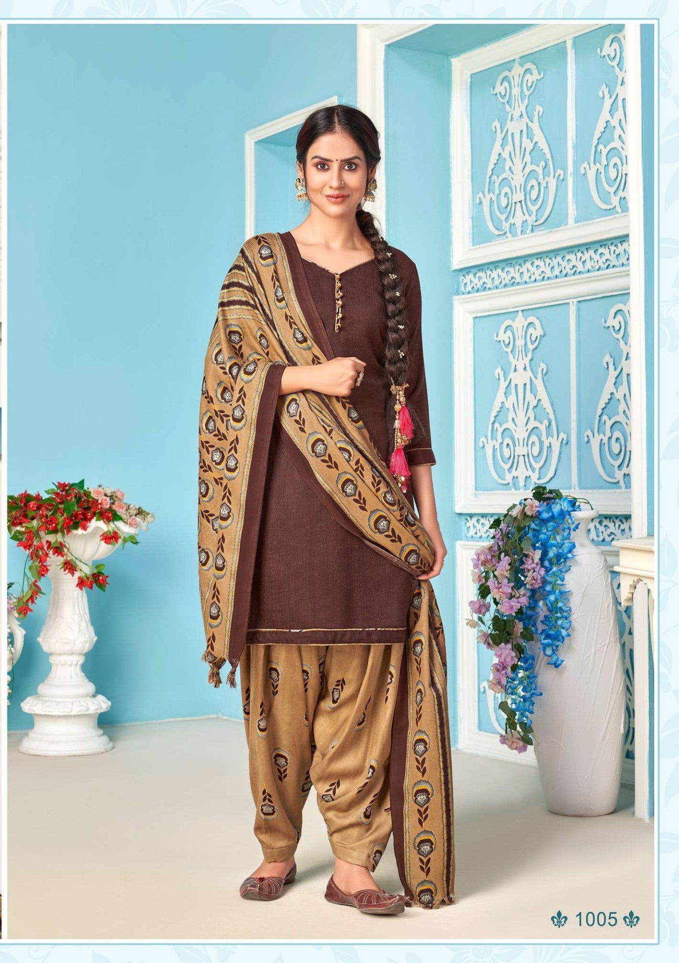 brown pashmina suits for winter at wholesale price