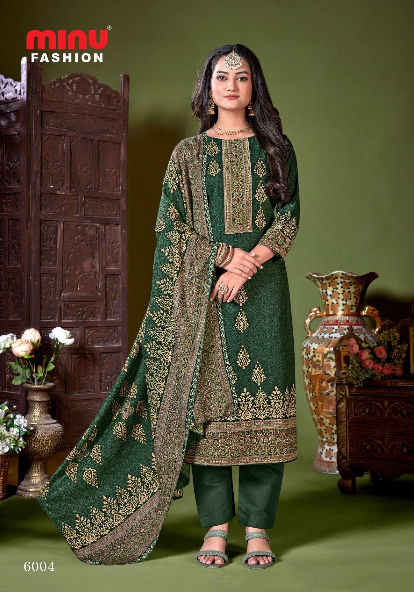 green pashmina suits wholesale price online