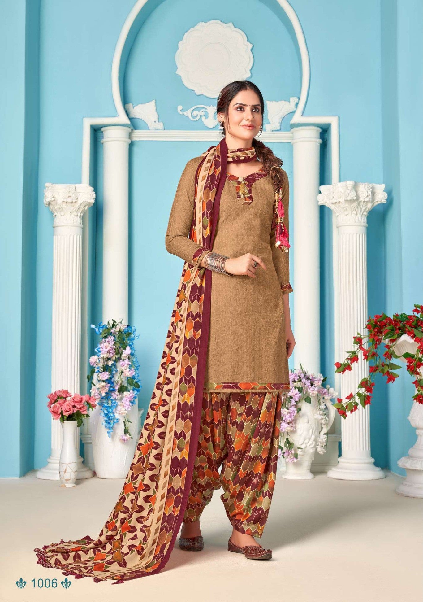 best deals on stitched cotton salwar suit with dupatta