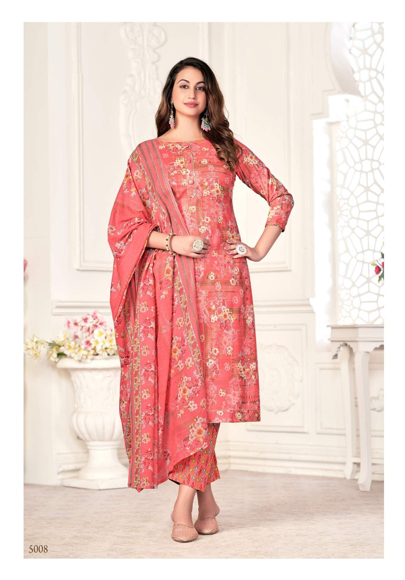 Classy and bold  printed salwar suit for retail online