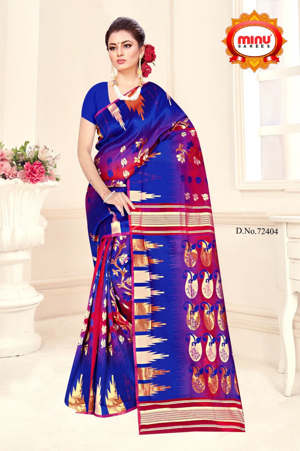 Woman flaunting beauty in dashing fancy saree online 