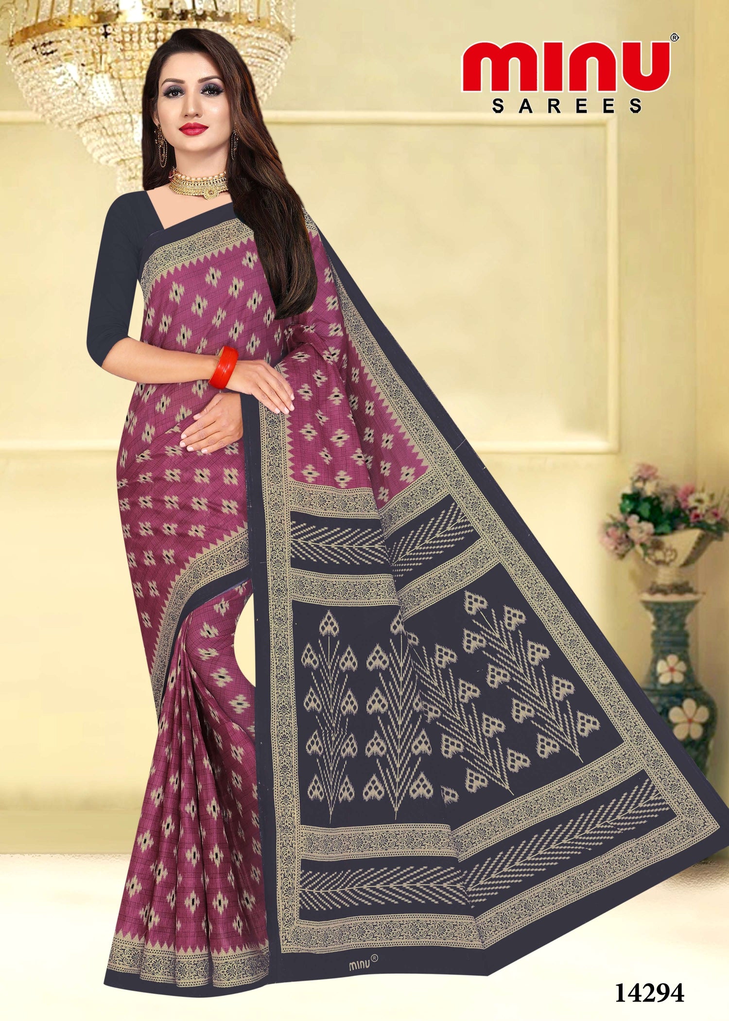 color printed saree wearing woman