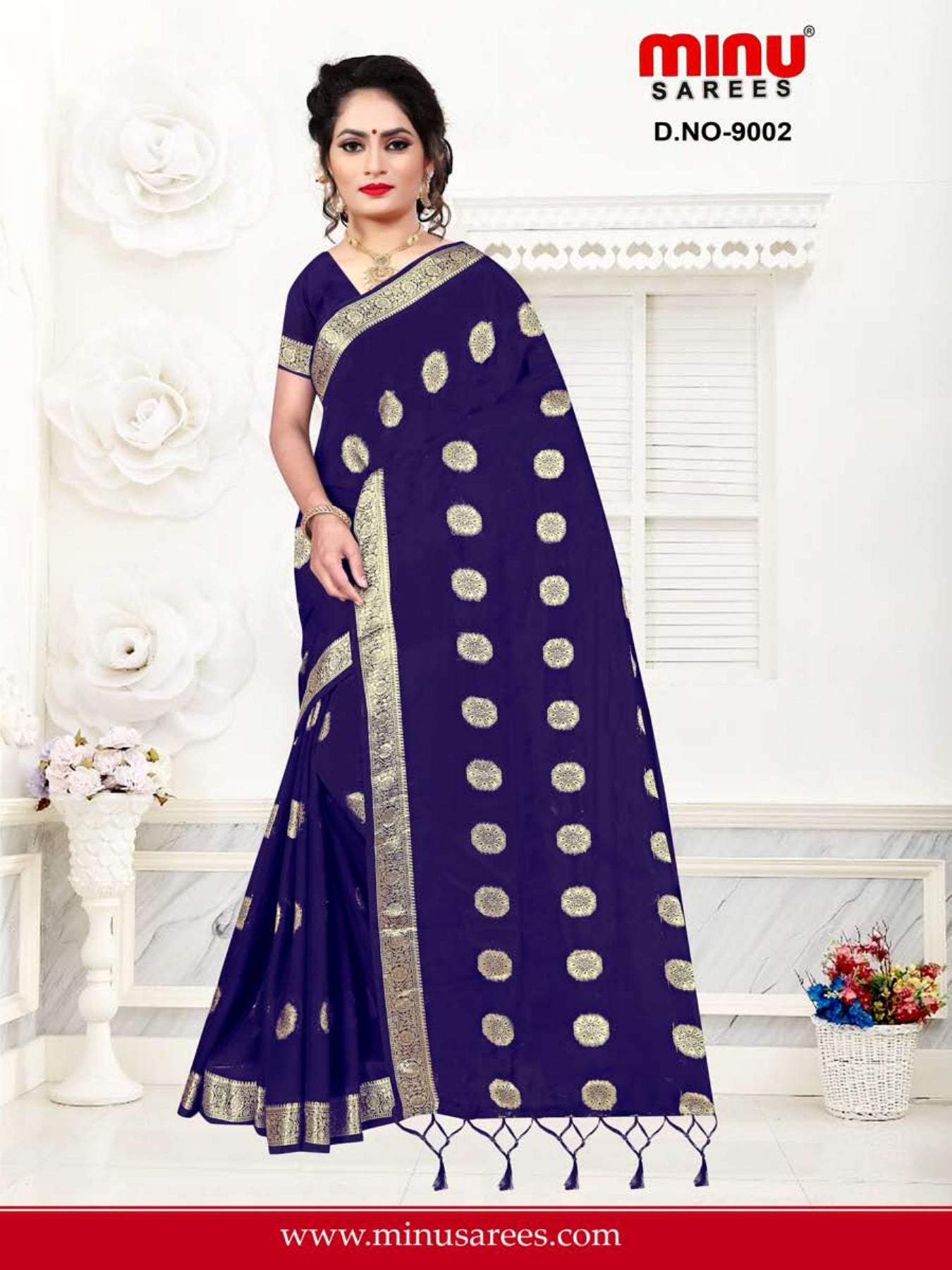 Woman in extra bold color fancy saree wholesale