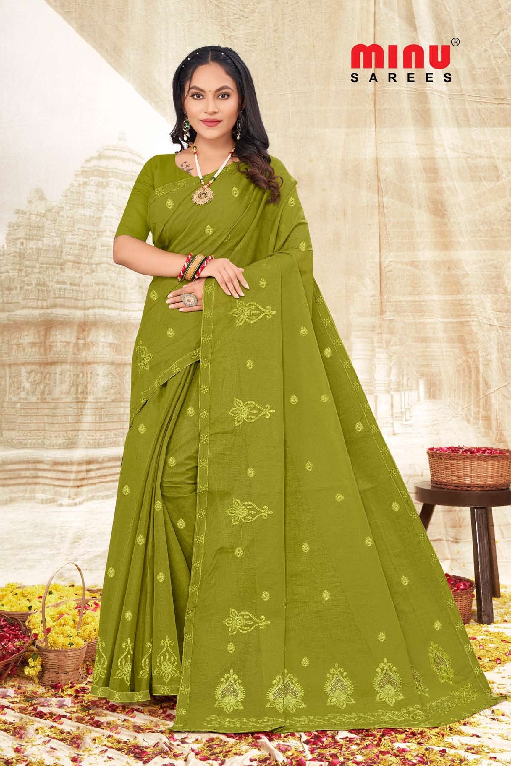 Embroidered Saree Rukmani (8P)