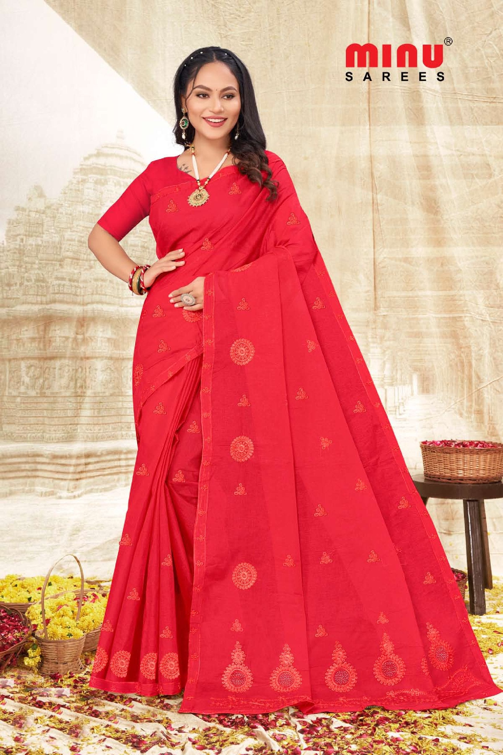 Embroidered Saree Rukmani (8P)