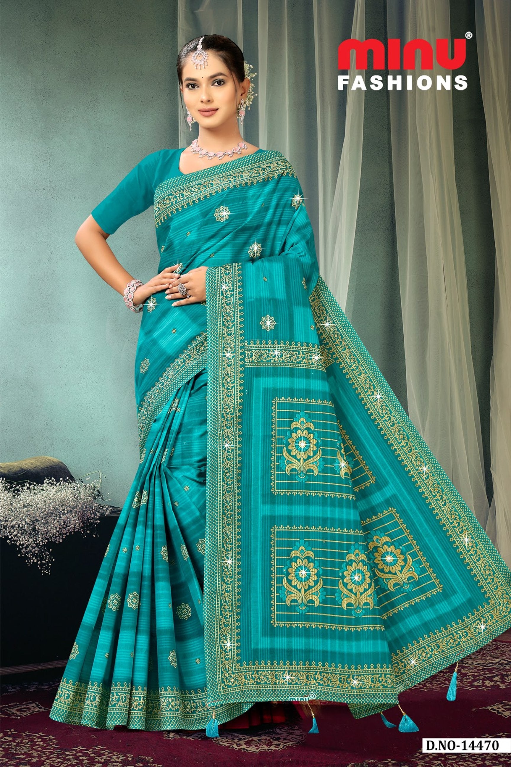 Crown Jewel Color EMB Saree (Special Rate) (8pcs)