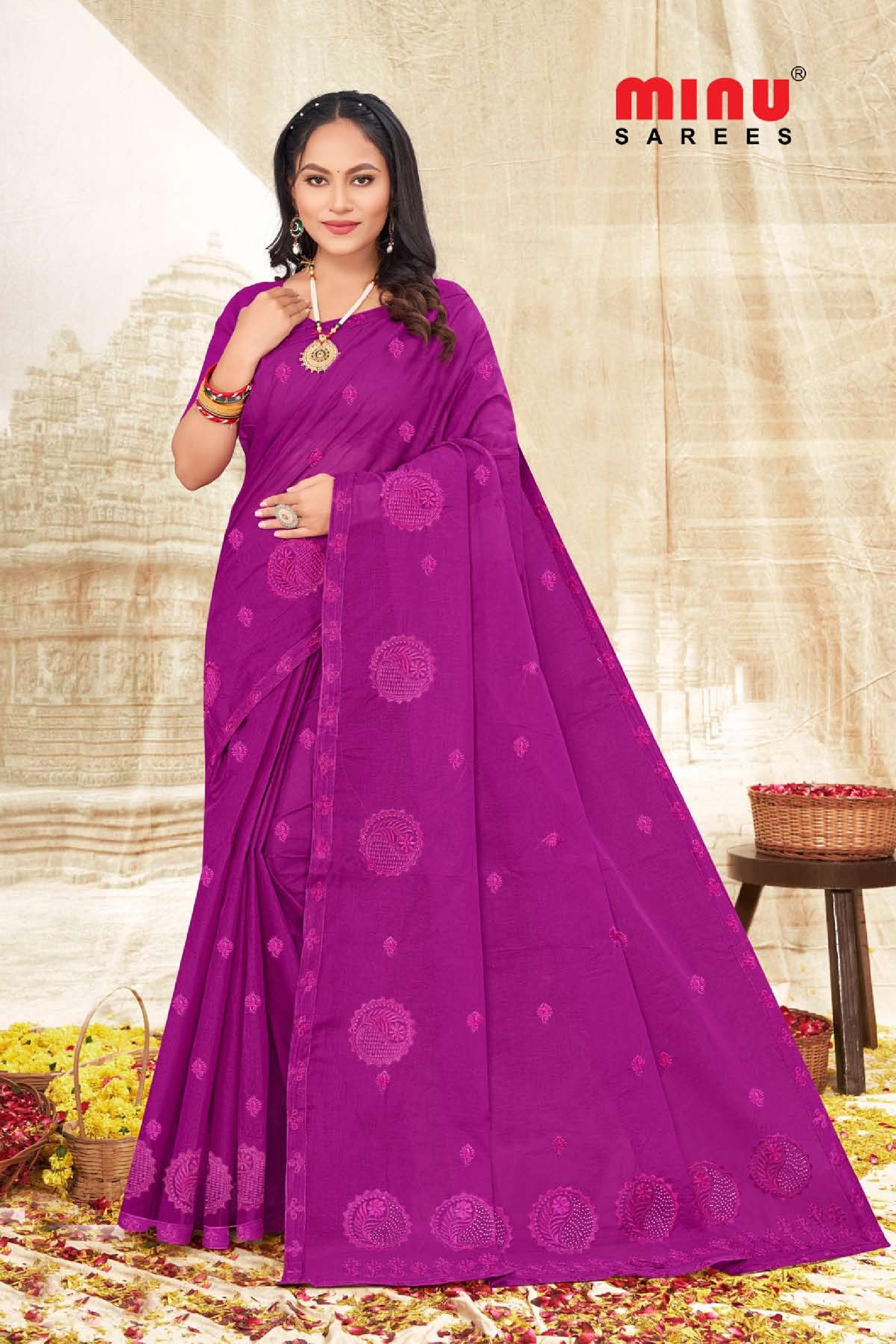 Embroidered Saree Rukmani (8P)