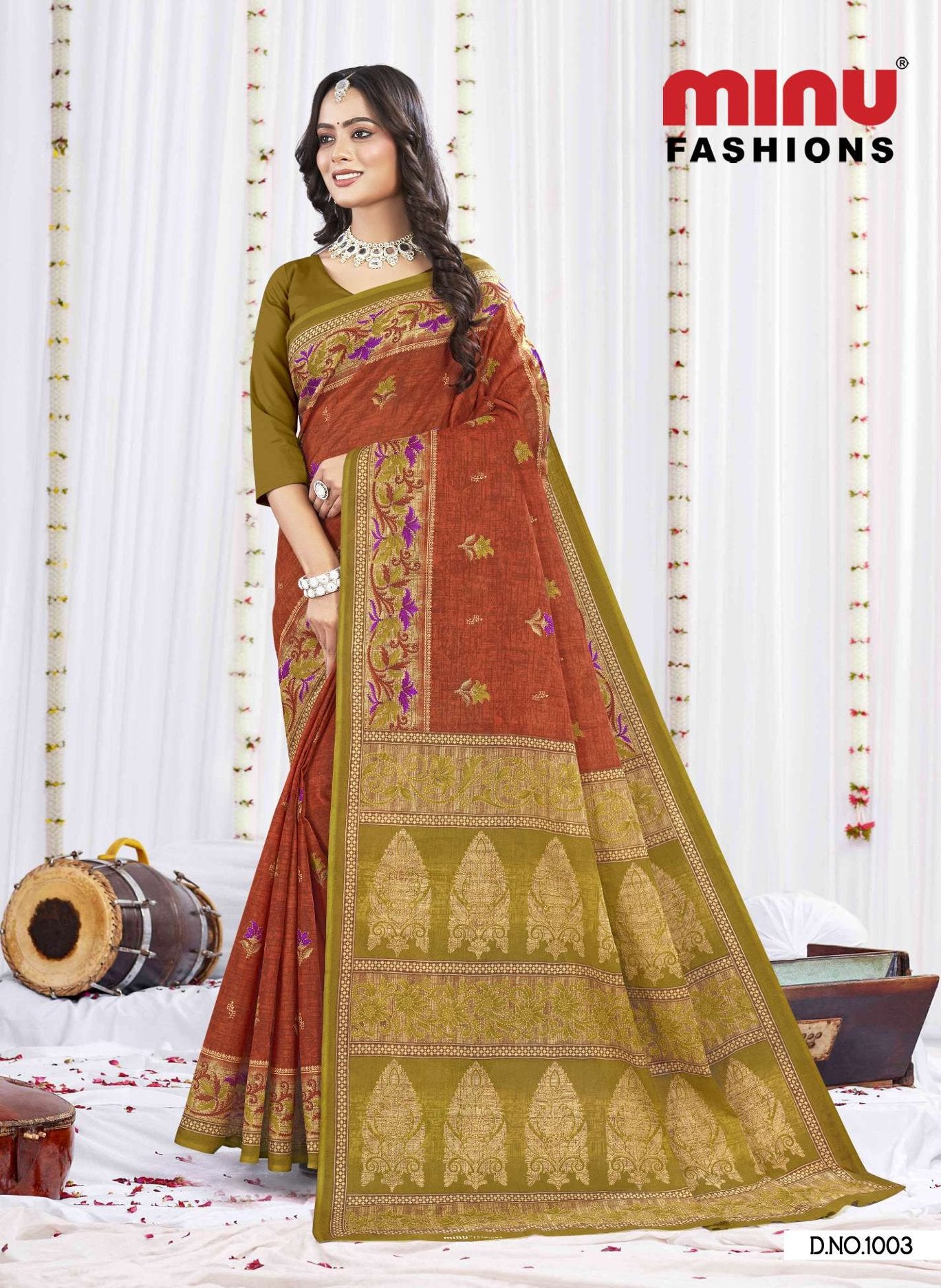 Sunheri Cotton Saree (Special Rate)