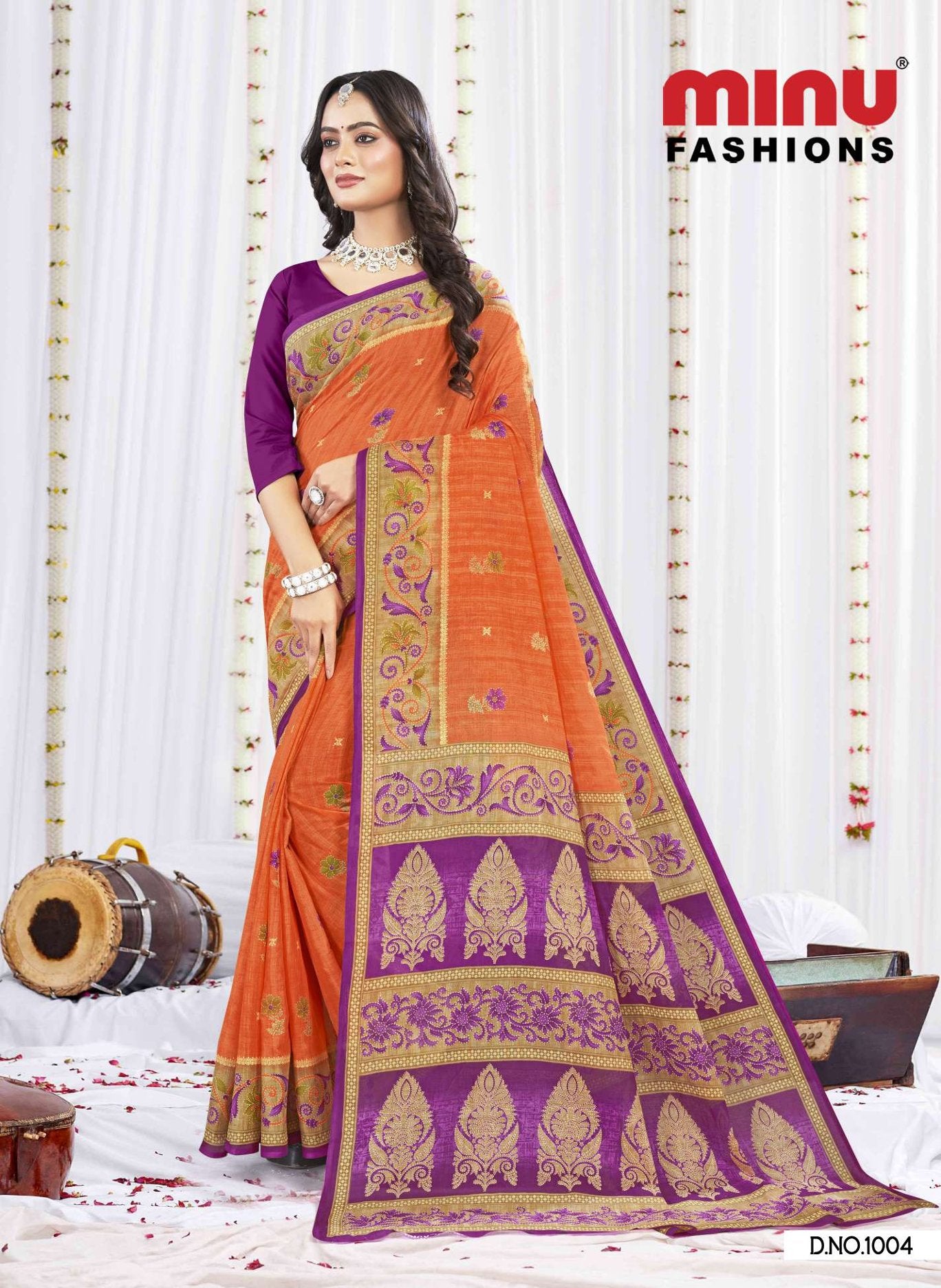 Sunheri Cotton Saree (Special Rate)