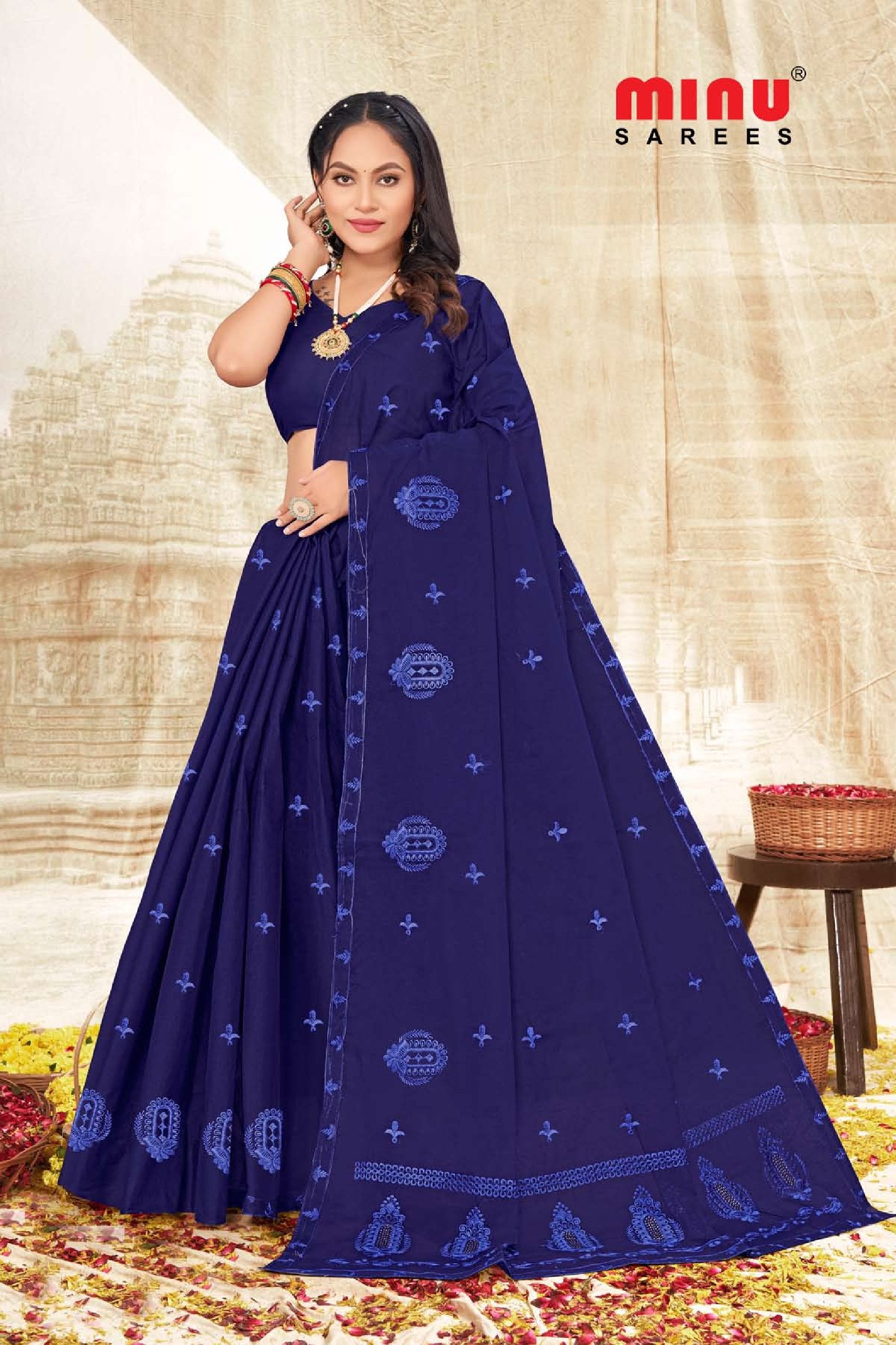 Embroidered Saree Rukmani (8P)