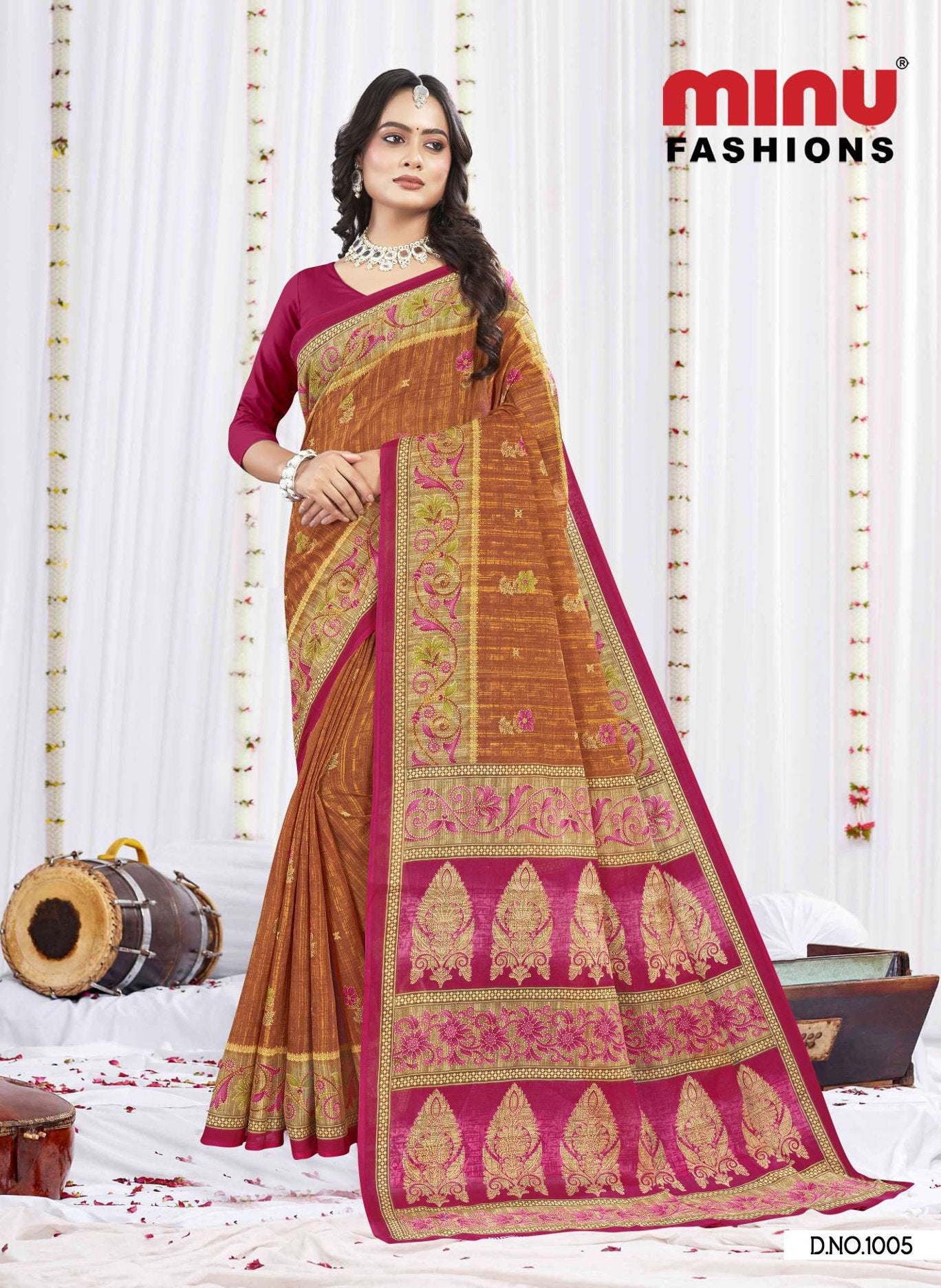 Sunheri Cotton Saree (Special Rate)