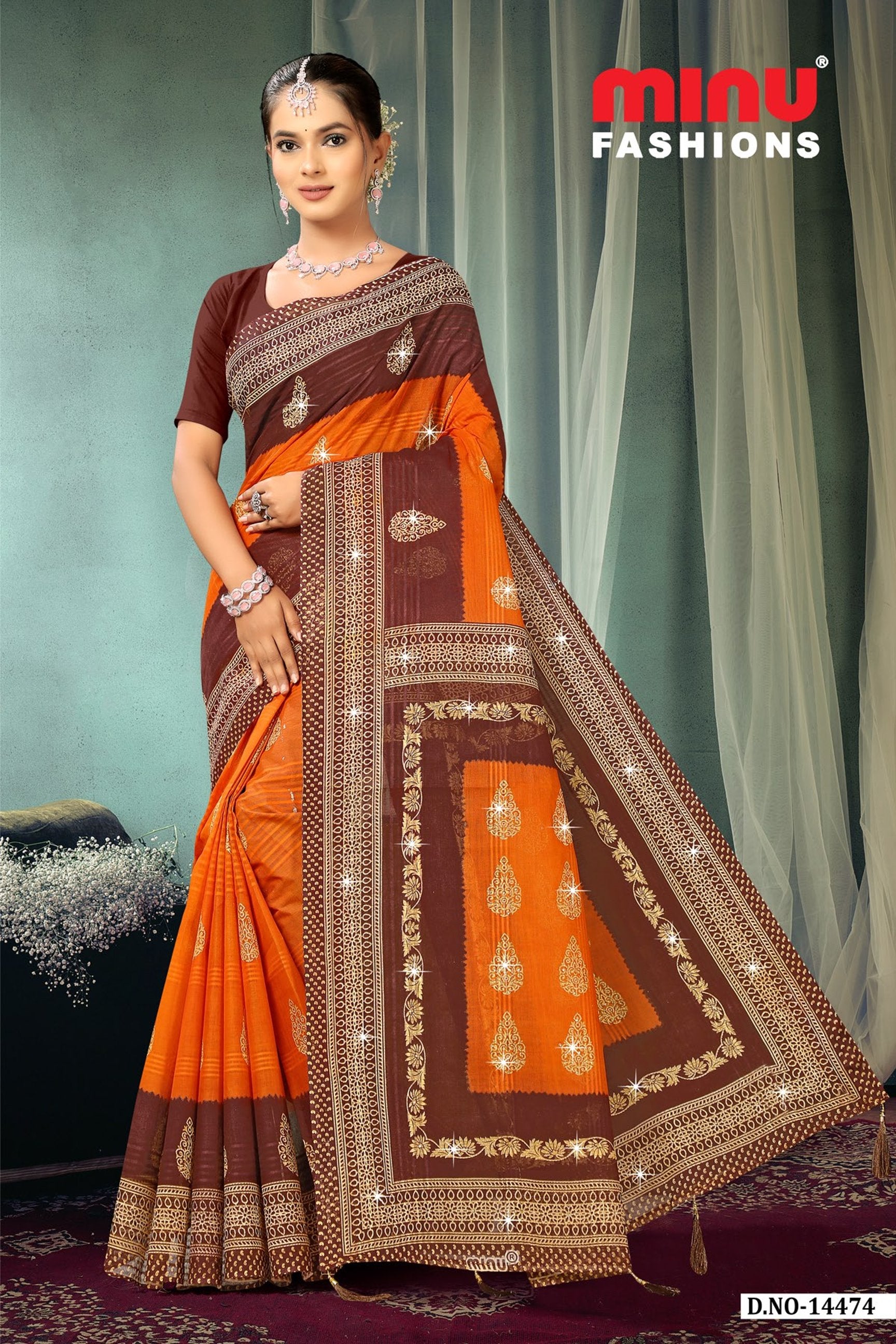 Crown Jewel Color EMB Saree (Special Rate) (8pcs)