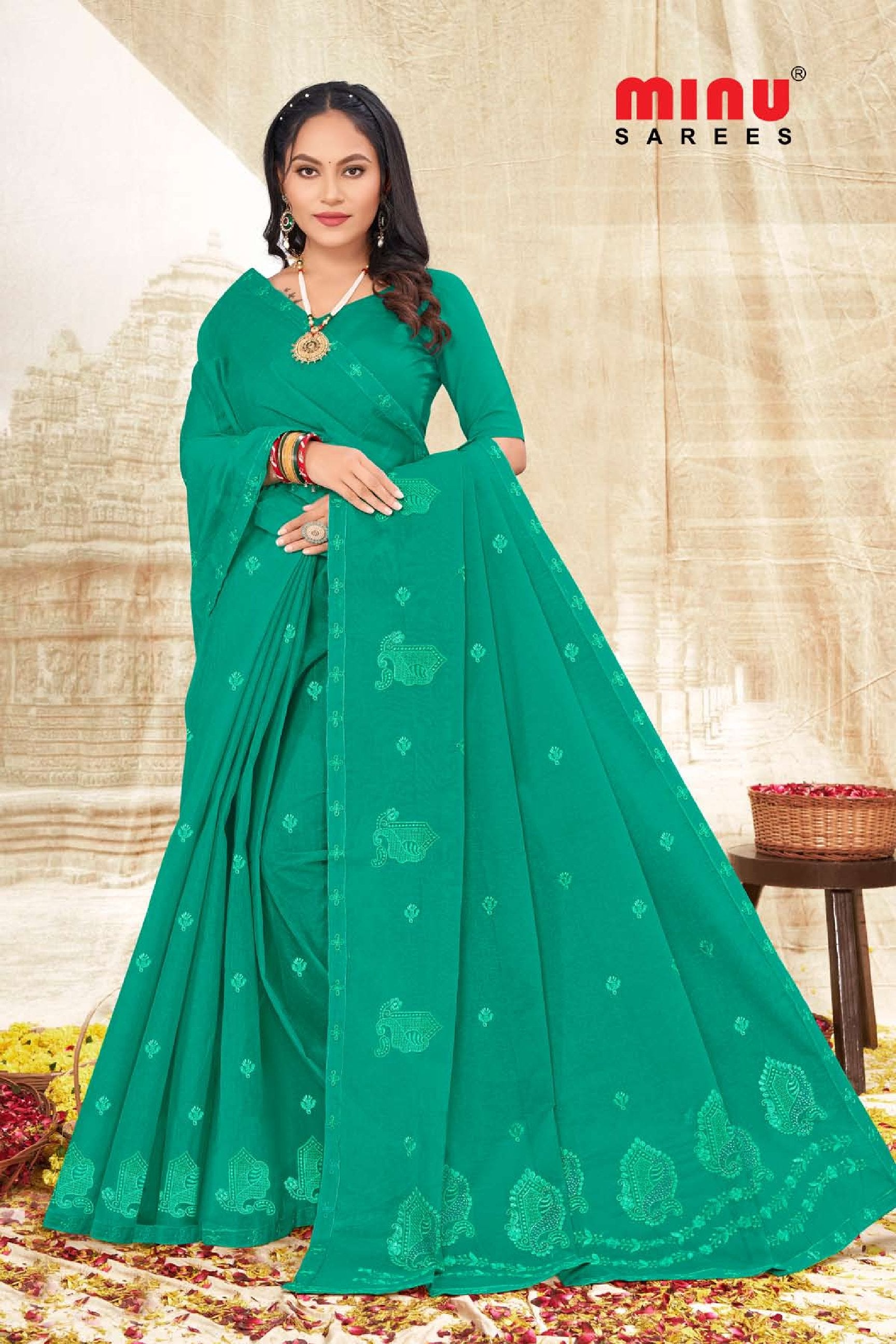 Embroidered Saree Rukmani (8P)