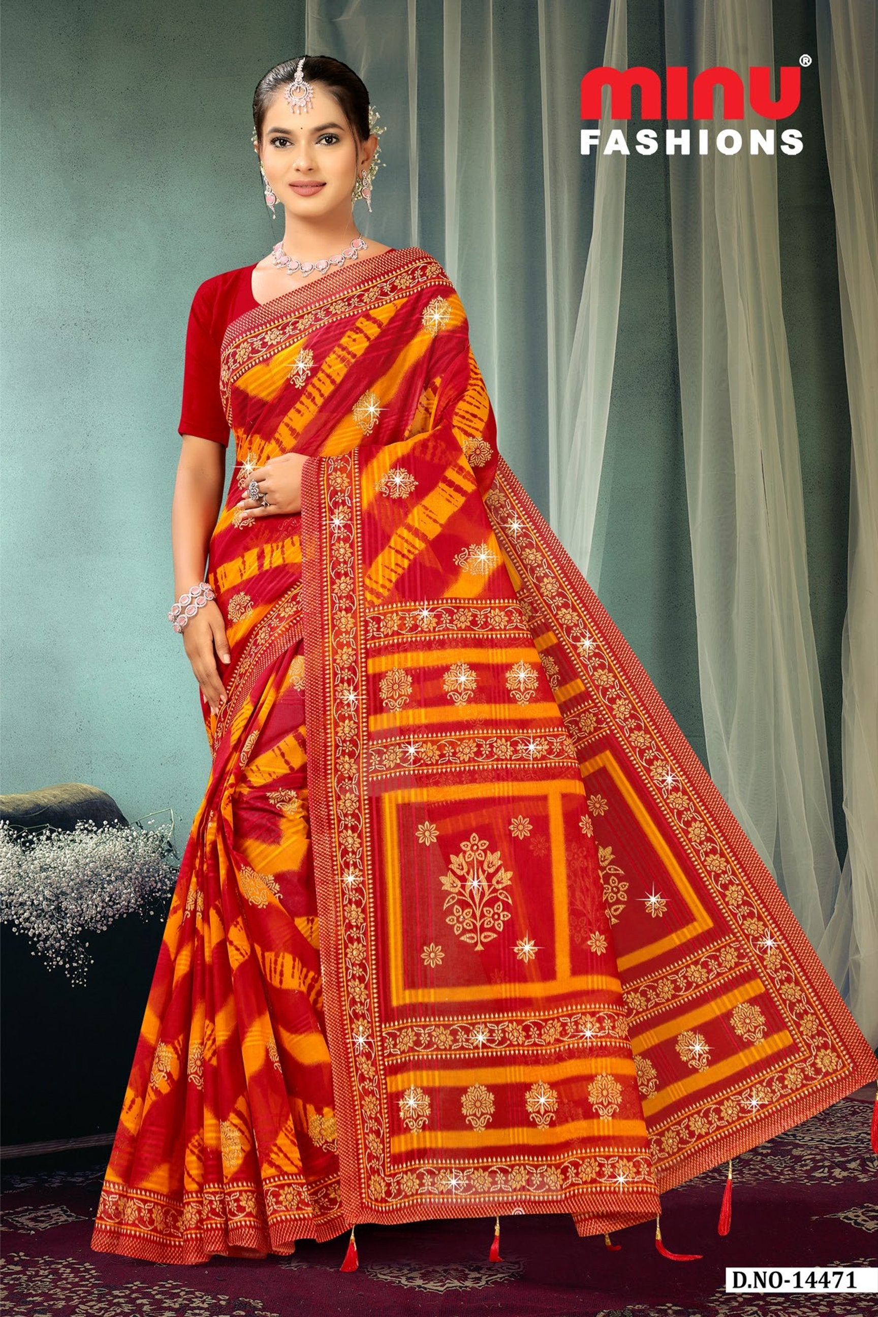 Crown Jewel Color EMB Saree (Special Rate) (8pcs)