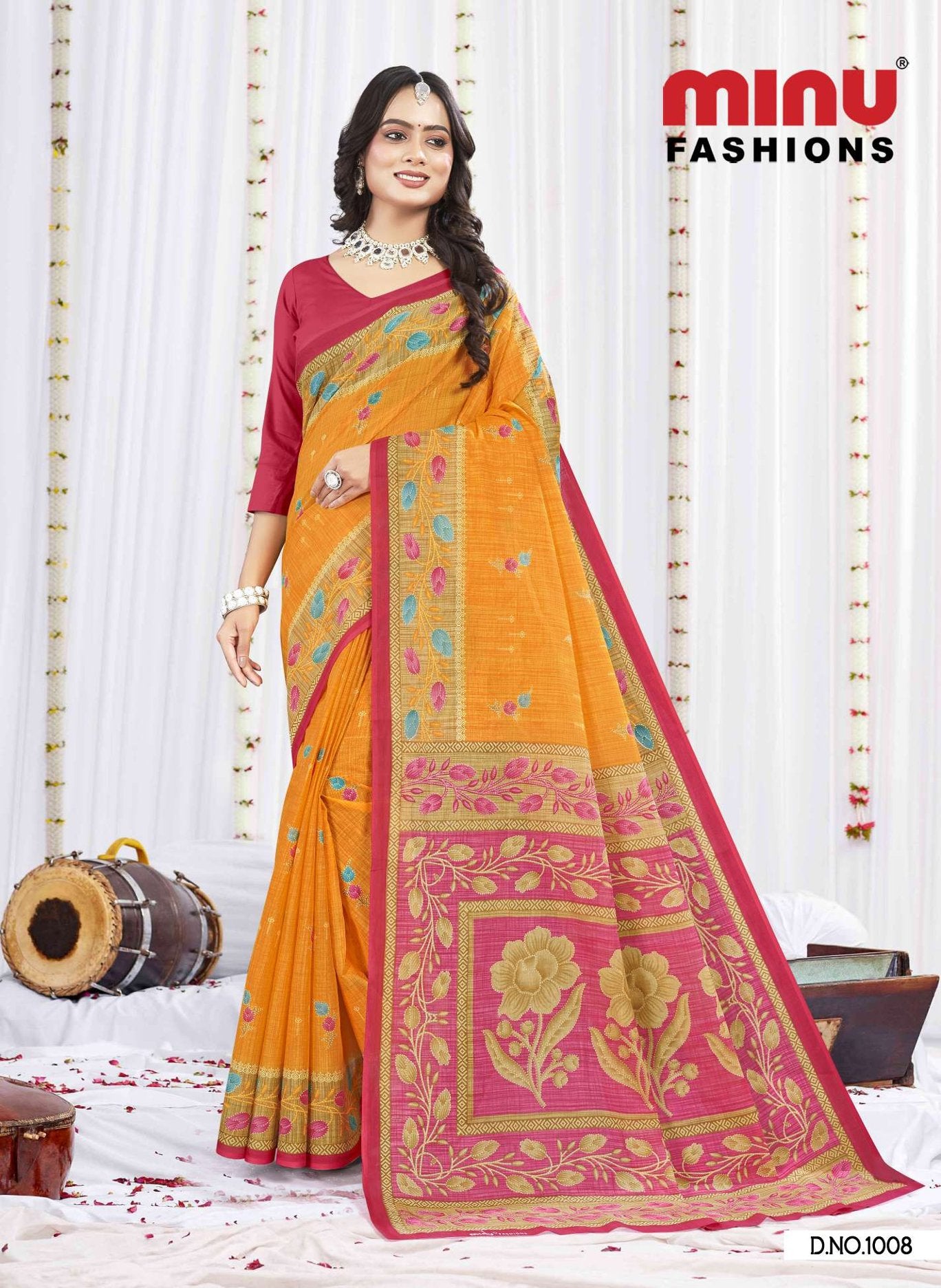 Sunheri Cotton Saree (Special Rate)