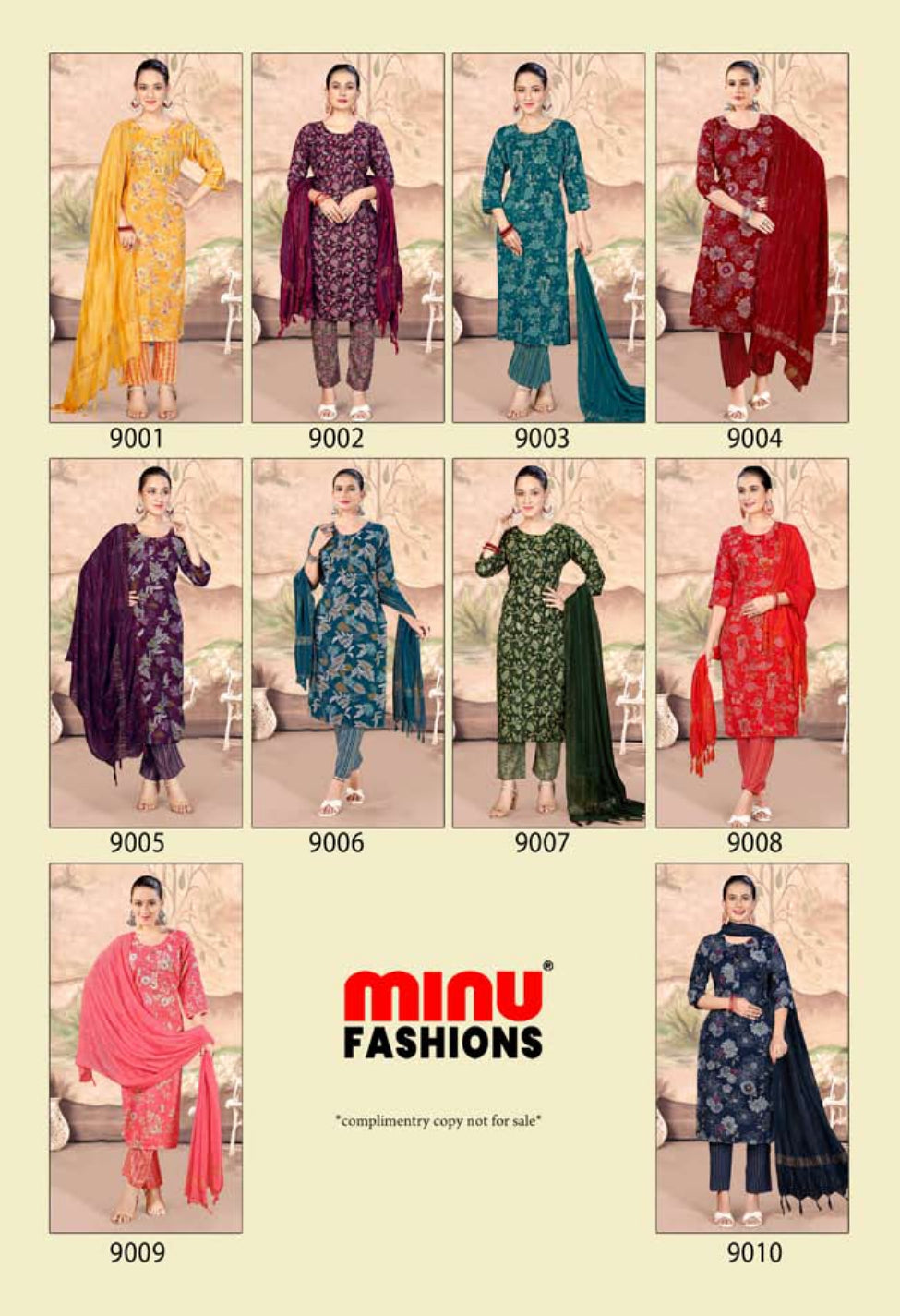 Printed Cotton Stitched Salwar Suit Flora (Vol-9) - 10 Pcs Set