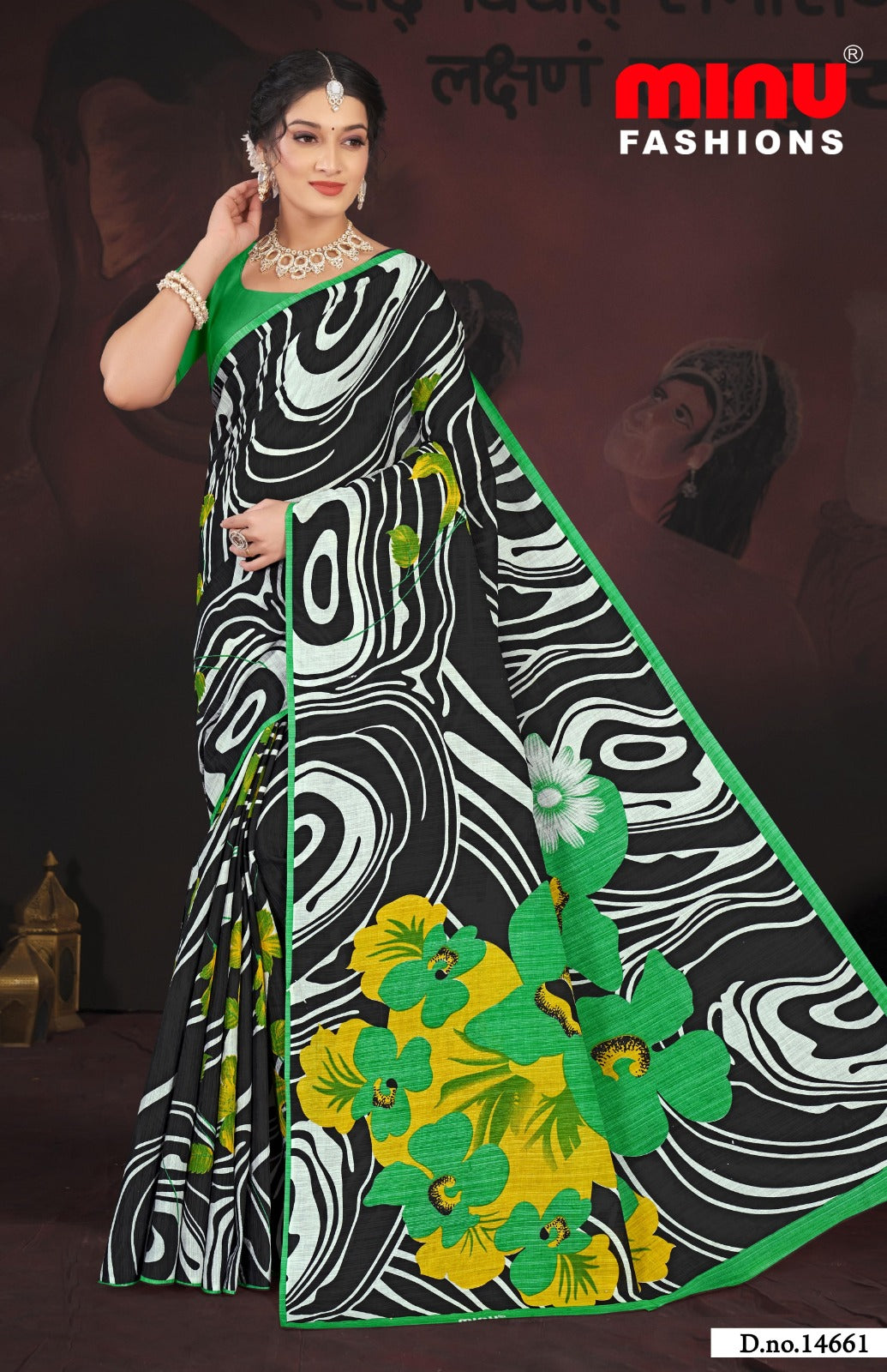 Malai Cotton Saree Black Pearl (Vol-5) - 10 Pcs Set
