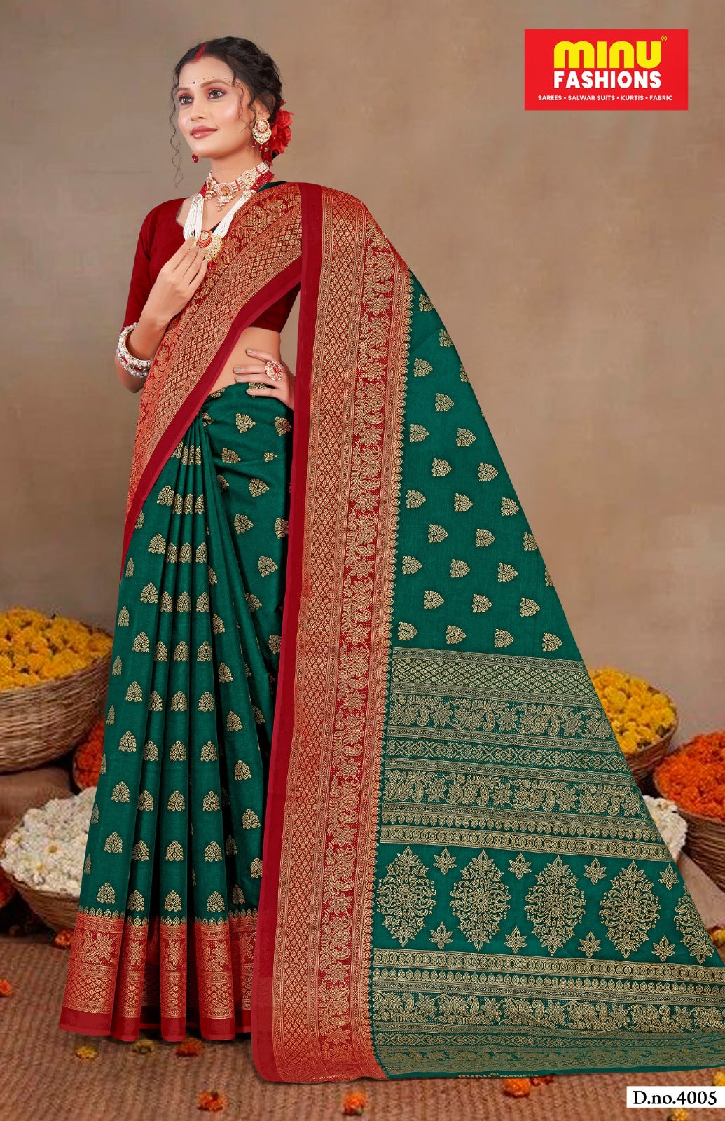 Malai Cotton Saree Gold Star (Vol- 3) - 10 Pcs Set