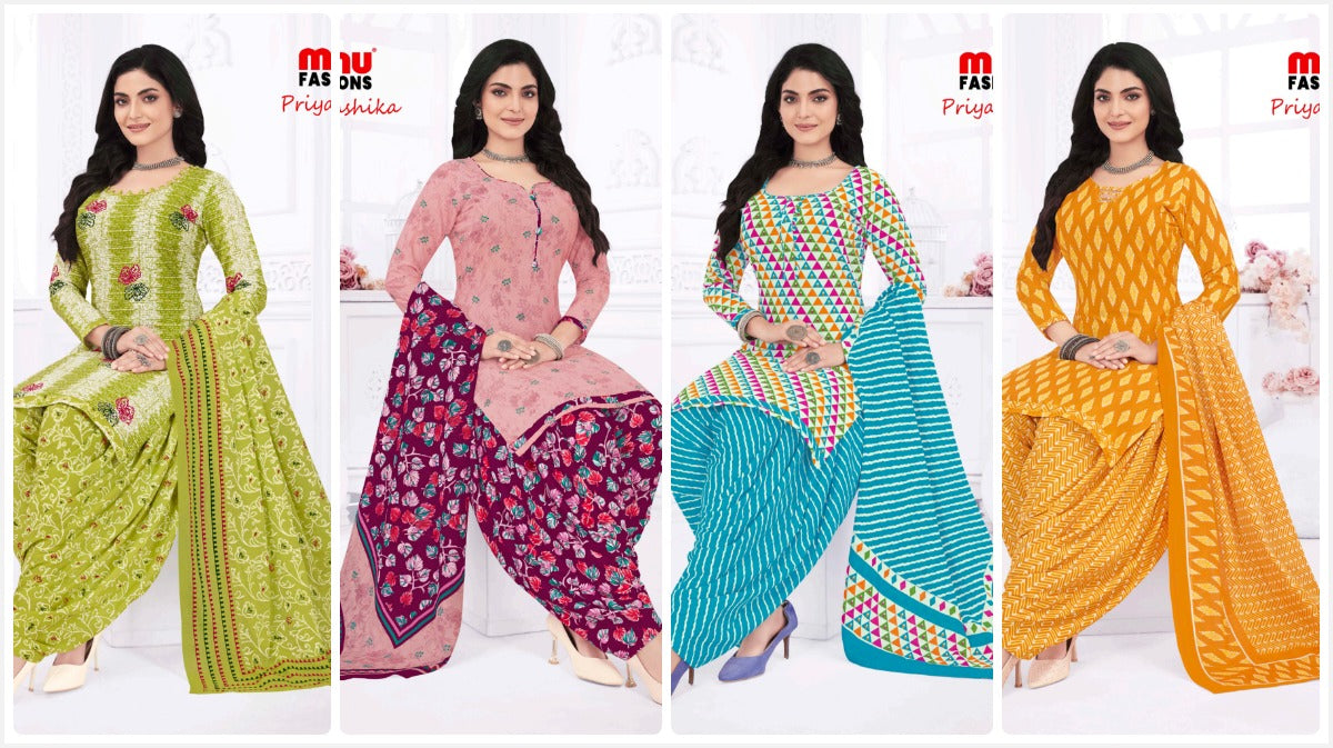 Printed Cotton Unstitched Salwar Suit Priyanshika (Special Rate) - 16 Pcs Set