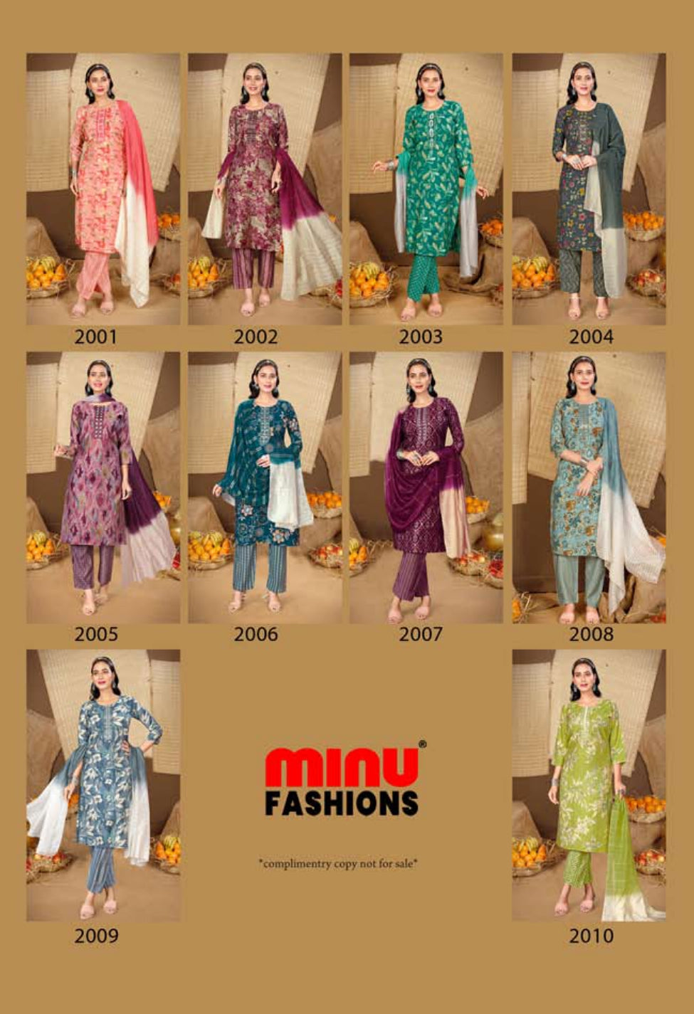 Printed Cotton Stitched Salwar Suit Camelia Vol-2 - 10 Pcs Set