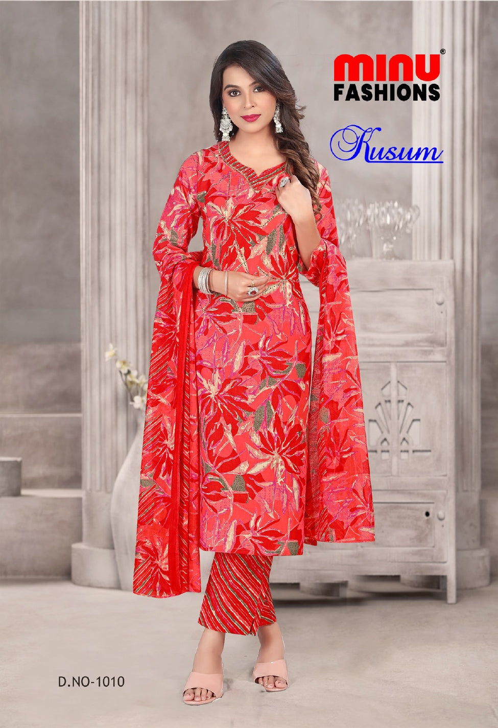 Printed Cotton Stitched Salwar Suit Kusum - 10 Pcs Set
