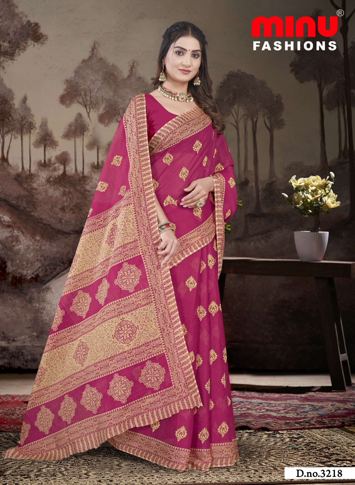 Printed Cotton Saree Manchali Kimora (Vol-2) - 10 Pcs Set