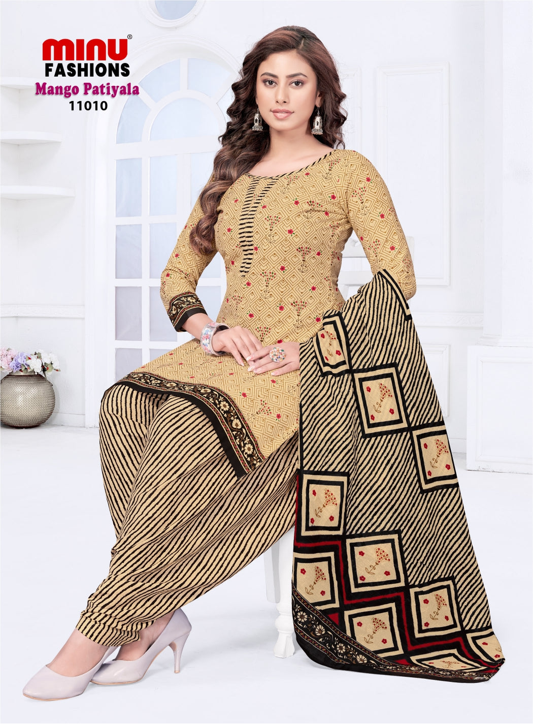 Printed Cotton Stitched Salwar Suit Mango Patiyala (Vol-11) - 10 Pcs Set