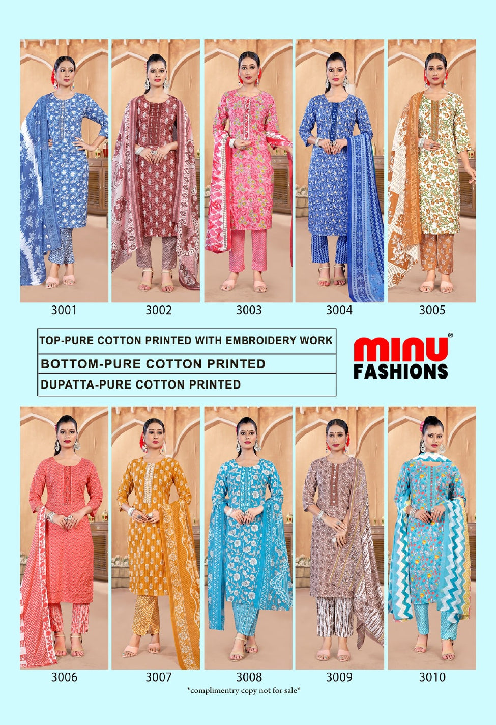 Printed Cotton Stitched Salwar Suit Olympics (Vol-3) - 10 Pcs Set