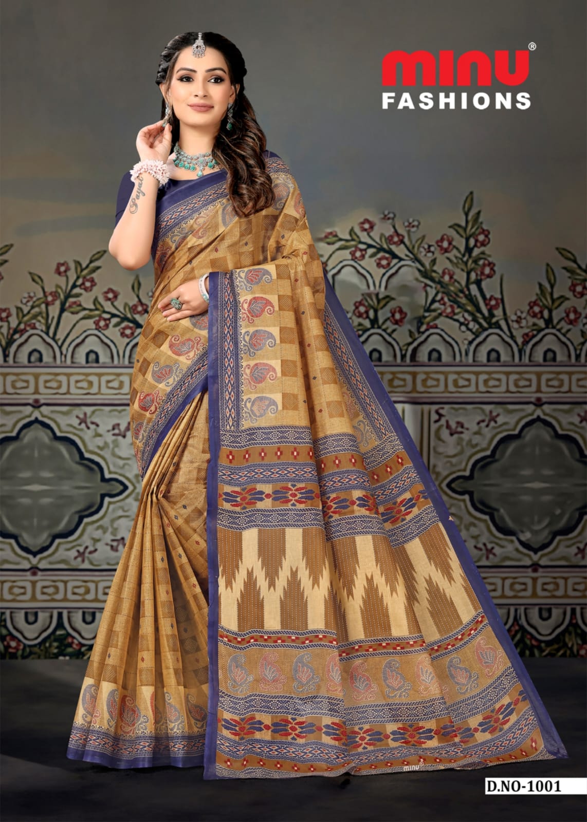 Saree Sunheri Cotton Chiku (Special Rate) - 10 Pcs Set