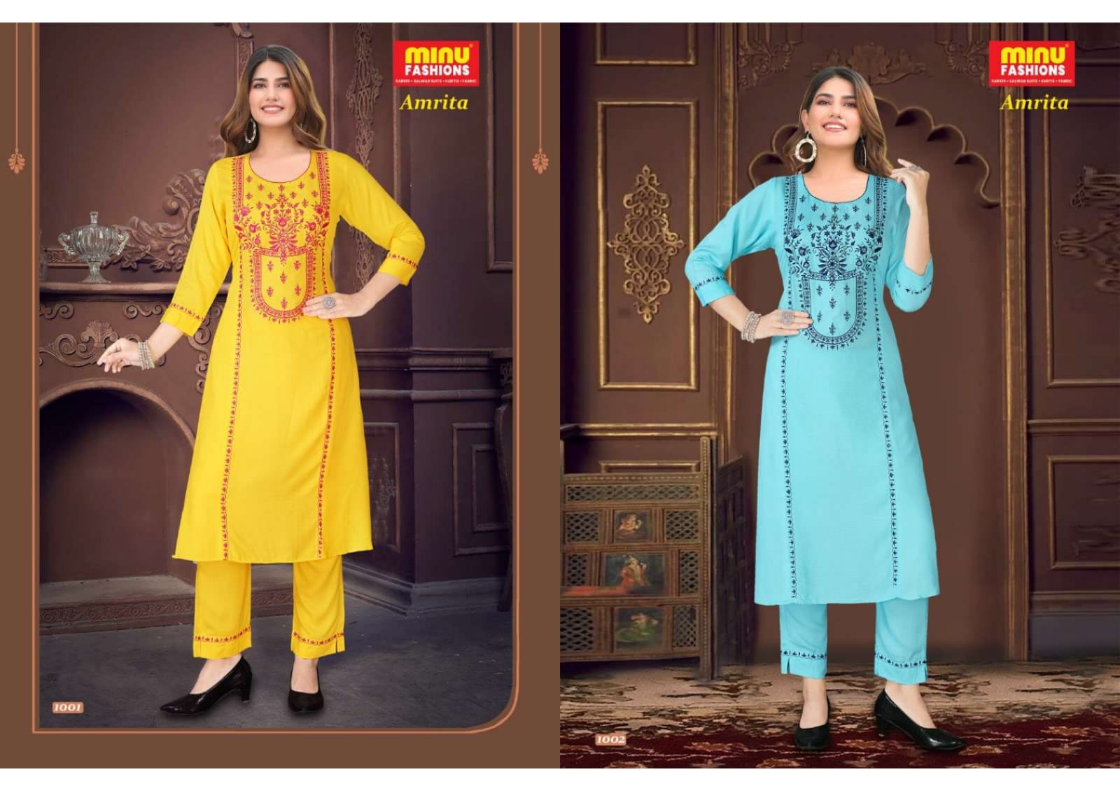 2 Piece Rayon Kurti Set Amrita Combo - 4 Pcs Set