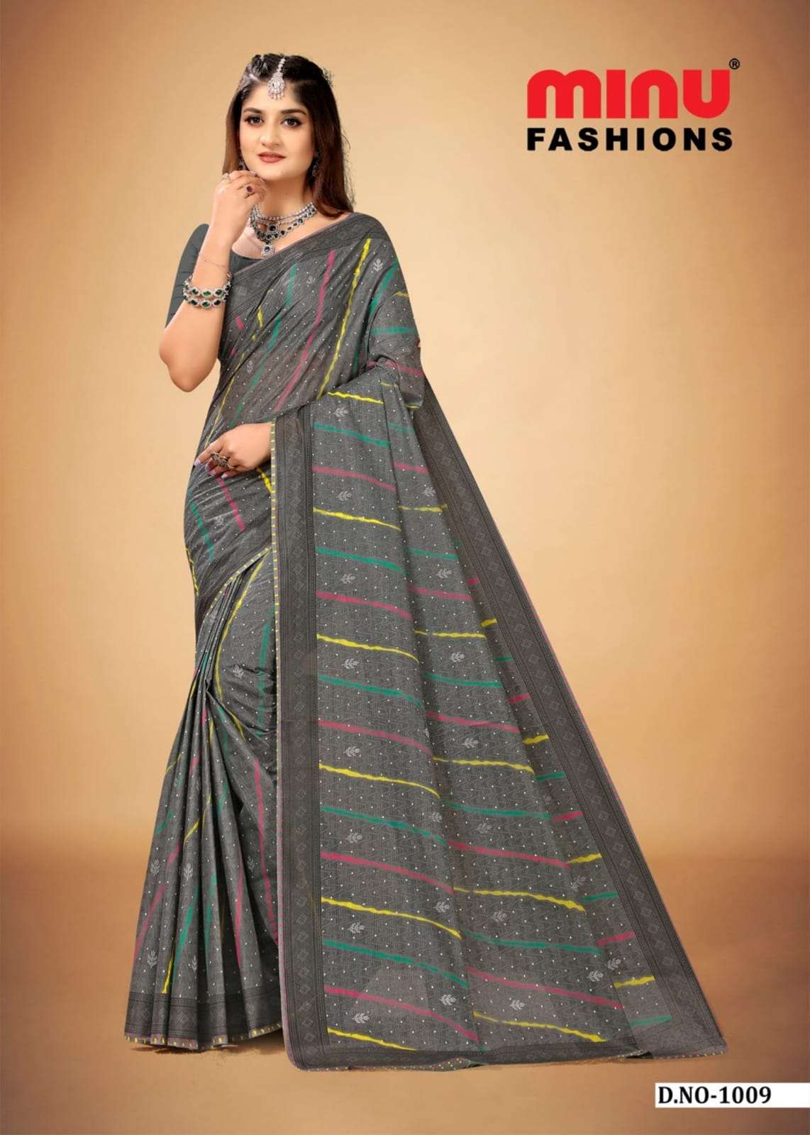 Embroidered Cotton Saree Avani (Special Rate) - 10 Pcs Set