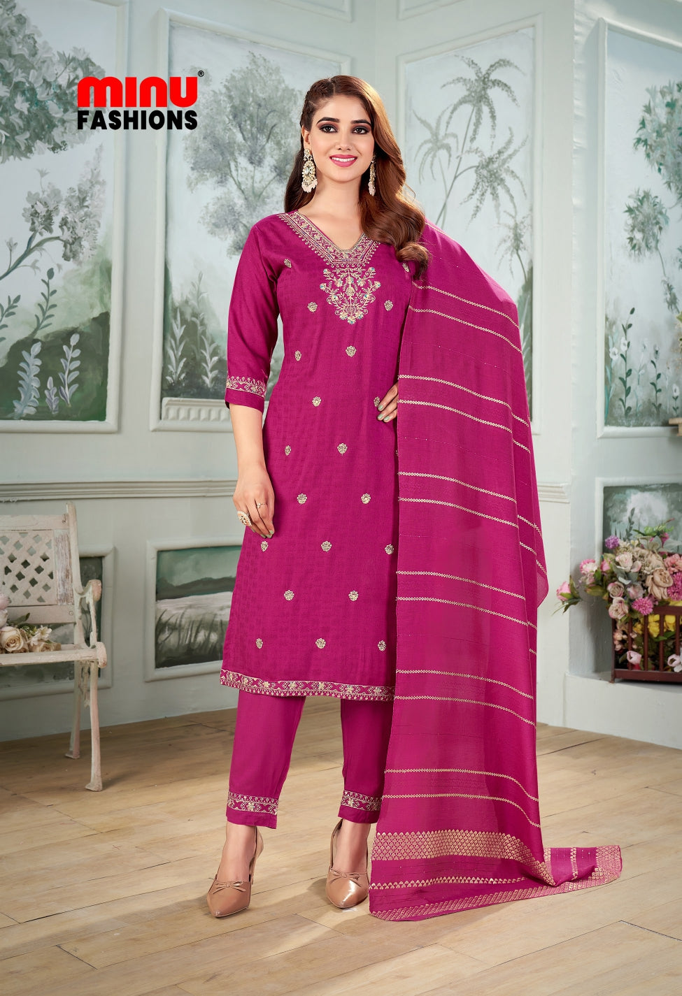 Printed Cotton Stitched Salwar Suit Abhilasha - 6 Pcs Set