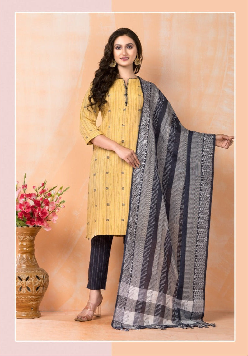 3 Piece Cotton Long Kurti Set Aradhya (Vol-2) - 4 Pcs Set
