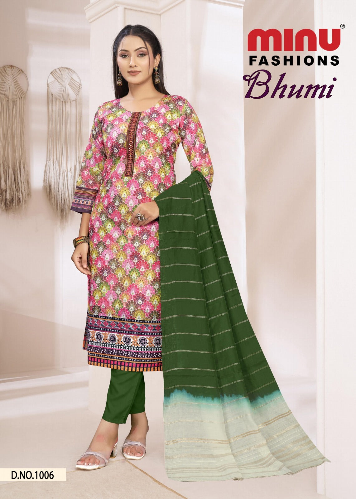 Printed Cotton Stitched Salwar Suit Bhumi (With Inner) - 8 Pcs Set