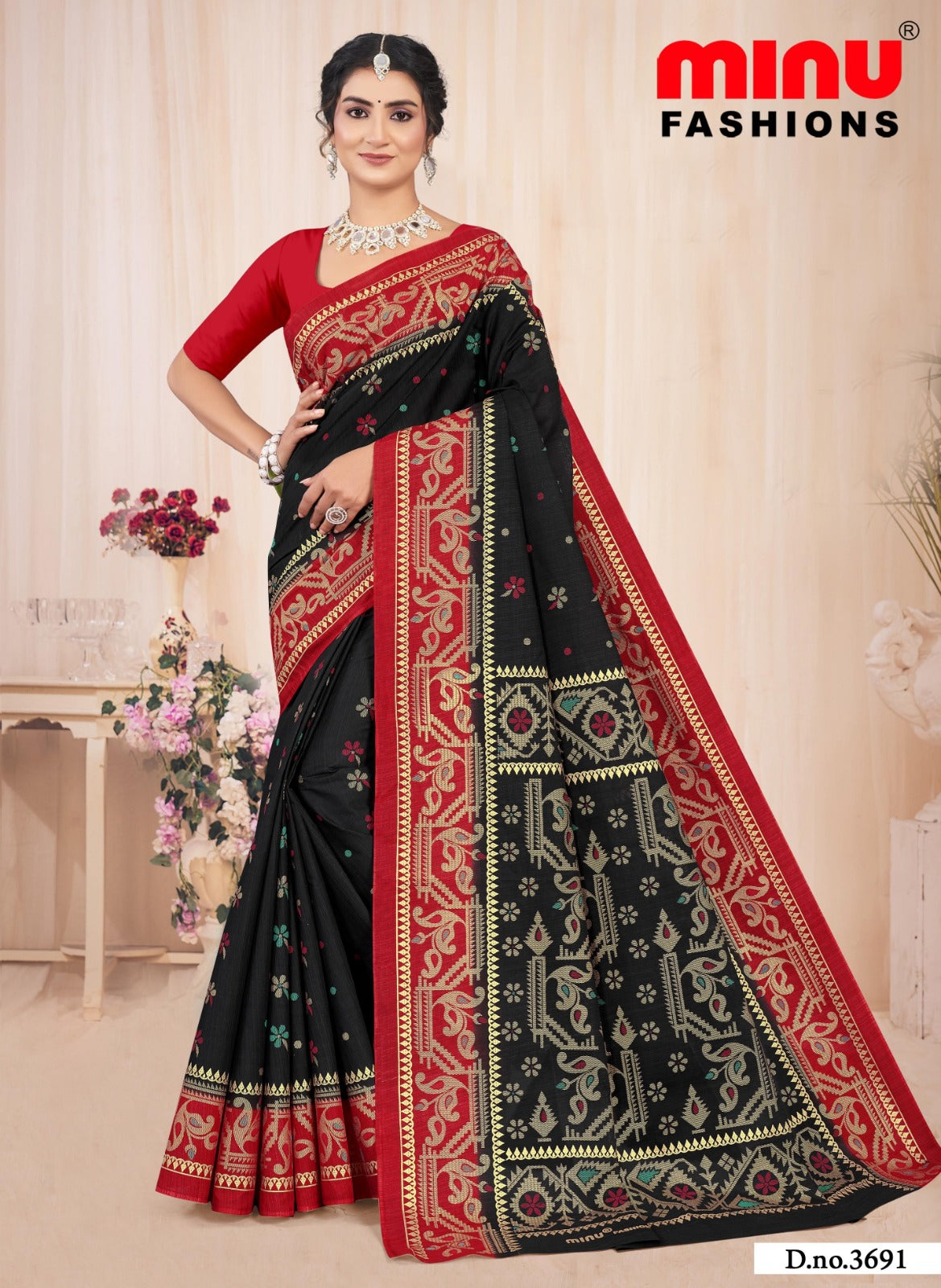 Malai Cotton Saree Binodini - 8 Pcs Set