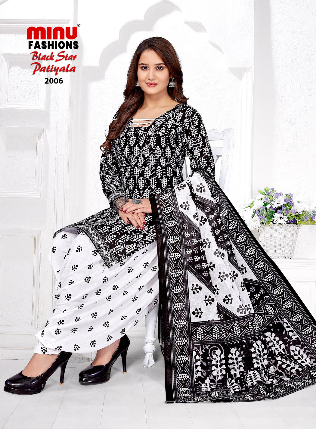 Printed Cotton Unstitched Salwar Suit Black Star Patiala Vol-2 (Special Rate) - 6 Pcs Set