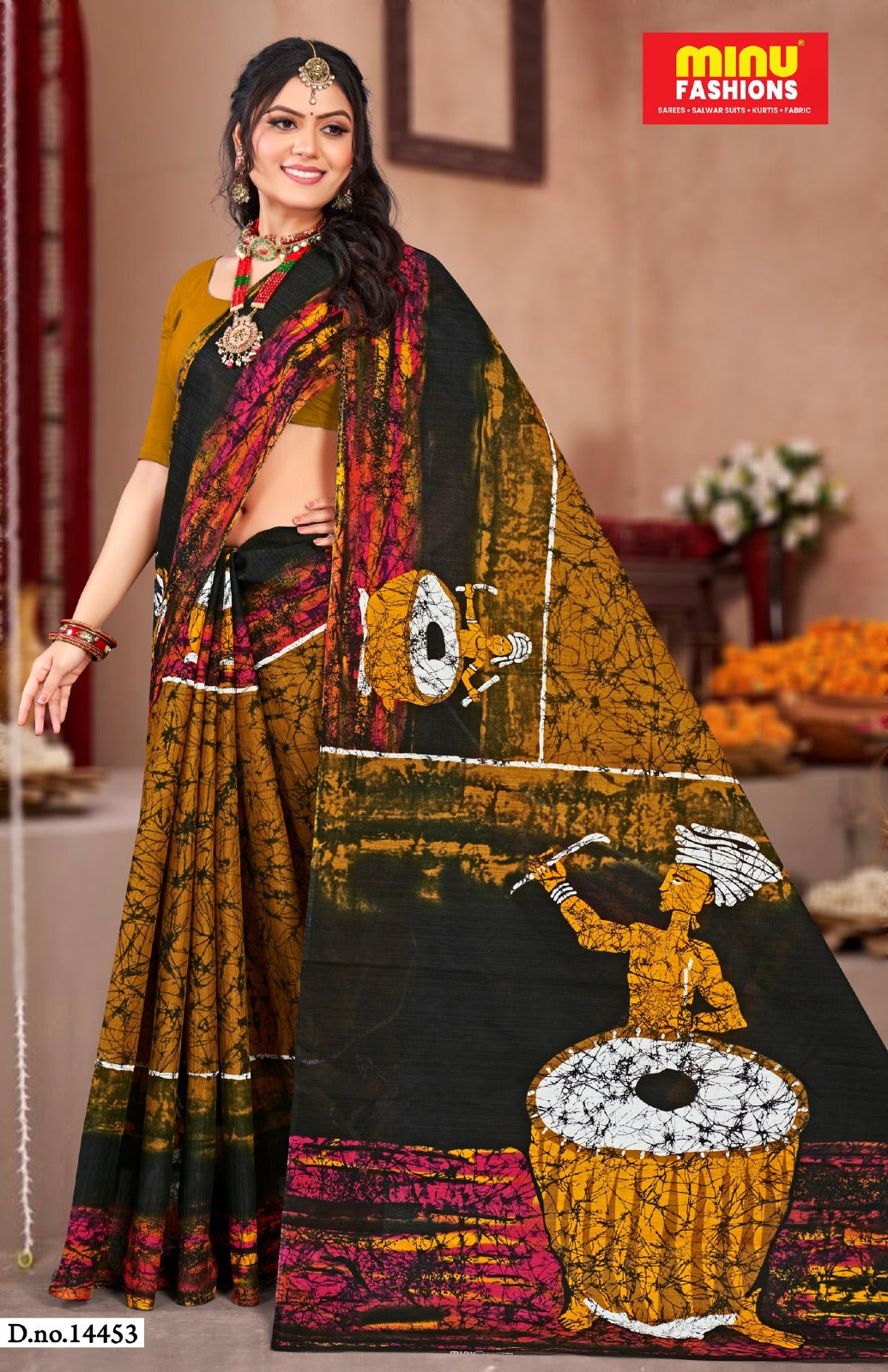 Malai Cotton Saree Block Batik (Vol-1) - 8 Pcs Set