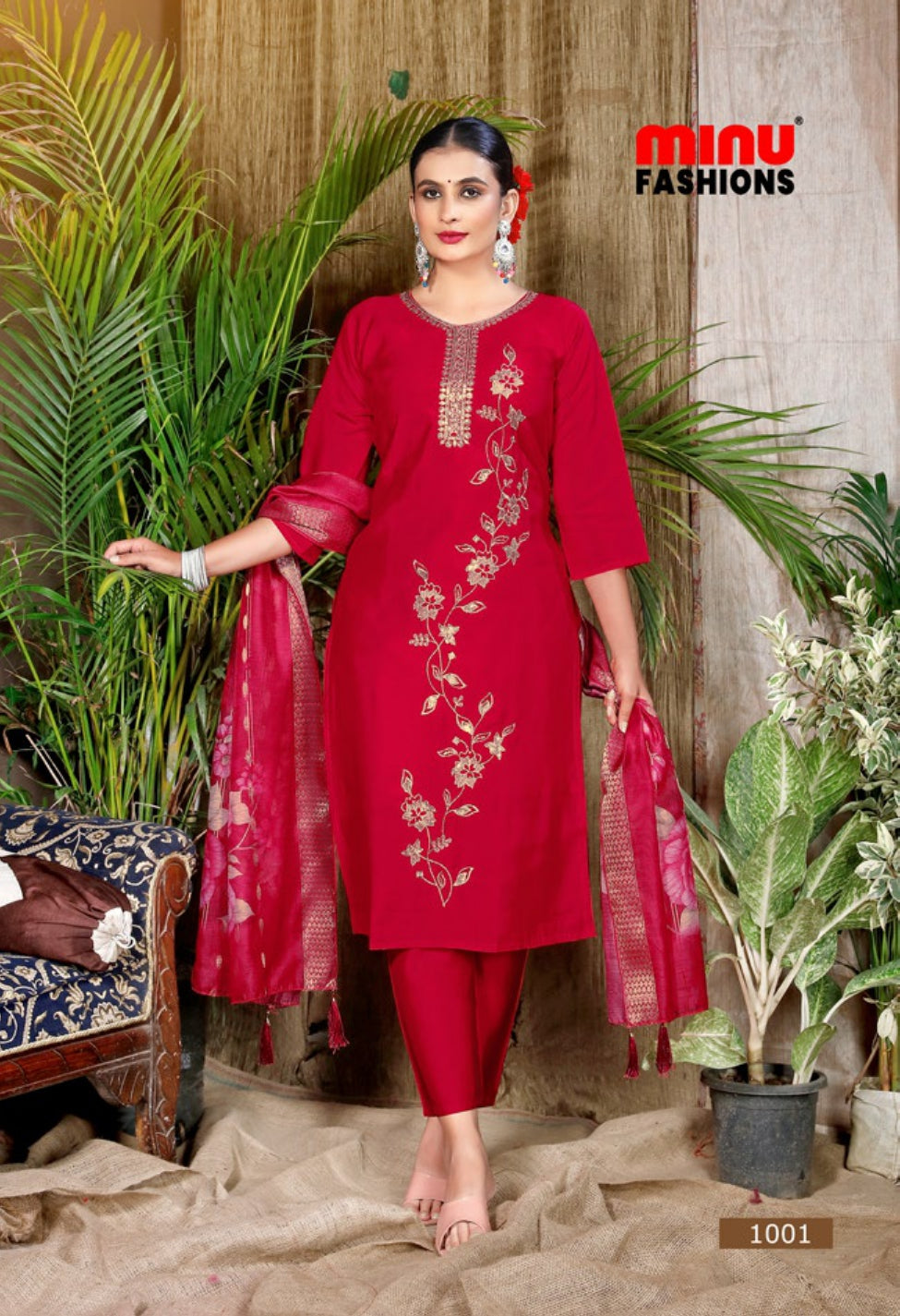 Embroidered Silk Stitched Salwar Suit Chitra - 6 Pcs Set