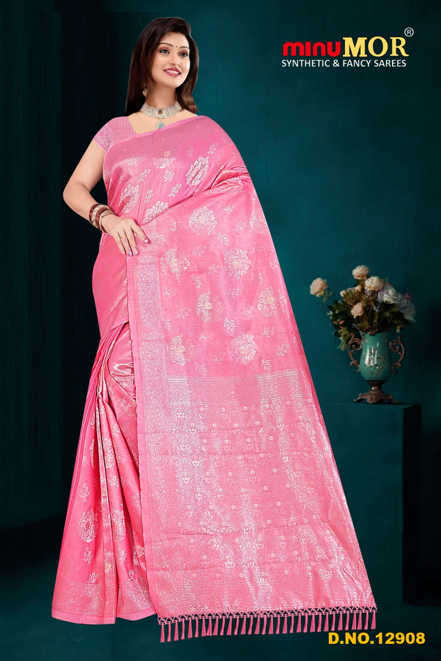 Fancy Saree Classic Lilen (Design No_12908) (BP) - 6 Pcs Set
