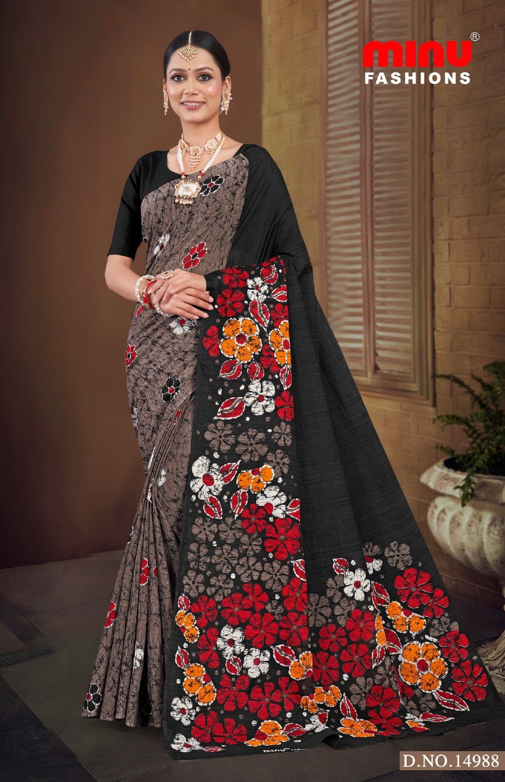 Malai Cotton Saree Crystal Batik (Vol-7) - 8 Pcs Set