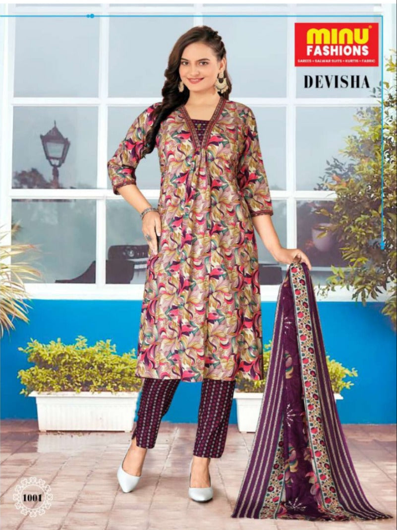 3 Piece Cotton Kurti Set Devisha - 4 Pcs Set