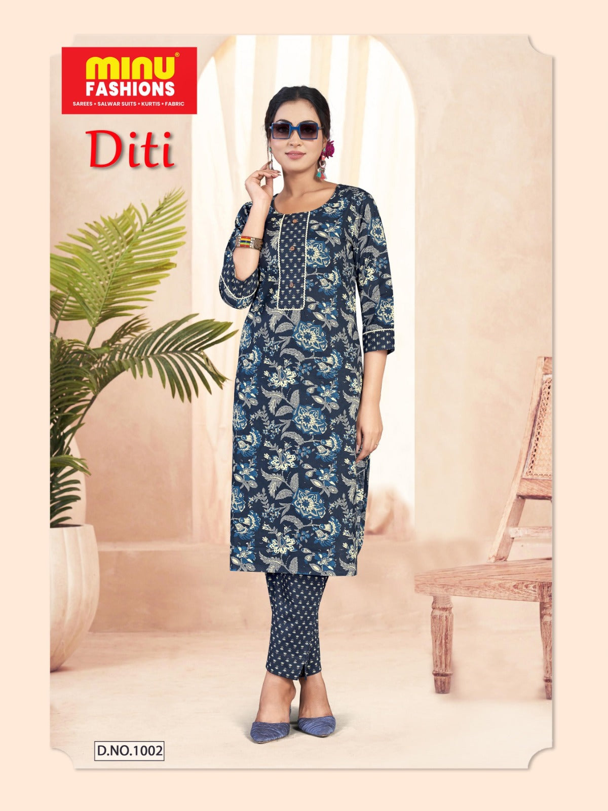 2 Piece Cotton Kurti Set Diti Combo - 4 Pcs Set