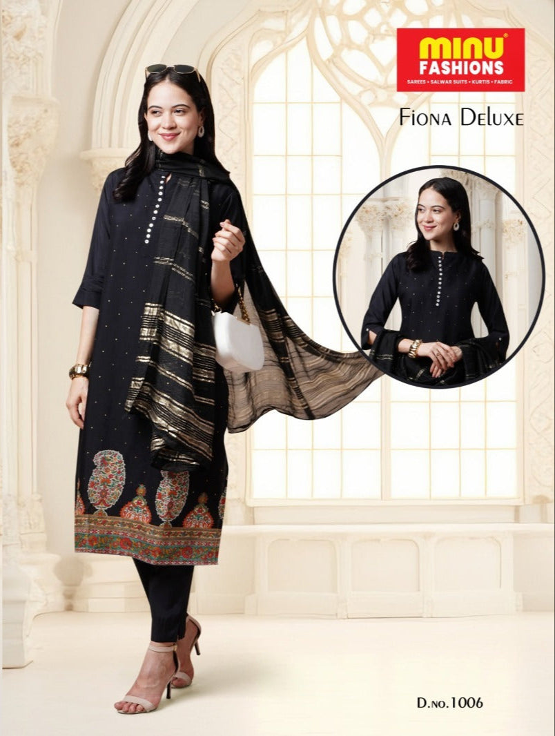 3 Piece Cotton Kurti Set Fiona Deluxe Combo - 6 Pcs Set