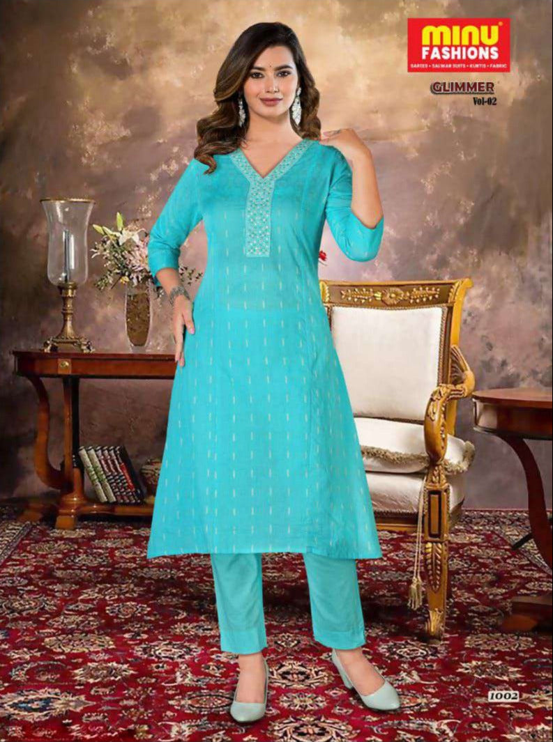 2 Piece Cotton Kurti Set Glimmer Combo (Vol-2) - 3 Pcs Set