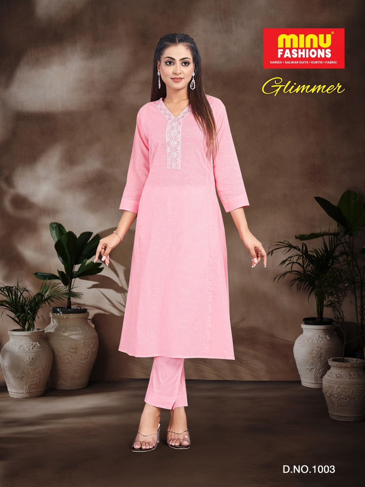 2 Piece Cotton Kurti Set Glimmer Combo - 4 Pcs Set
