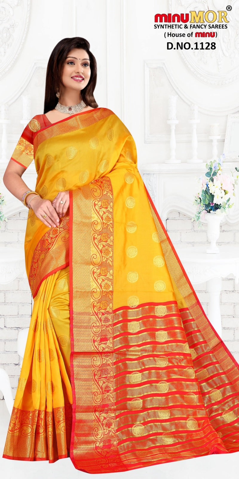 Fancy Saree Gold Butta (Design No_ 1128) (BP) - 6 Pcs Set