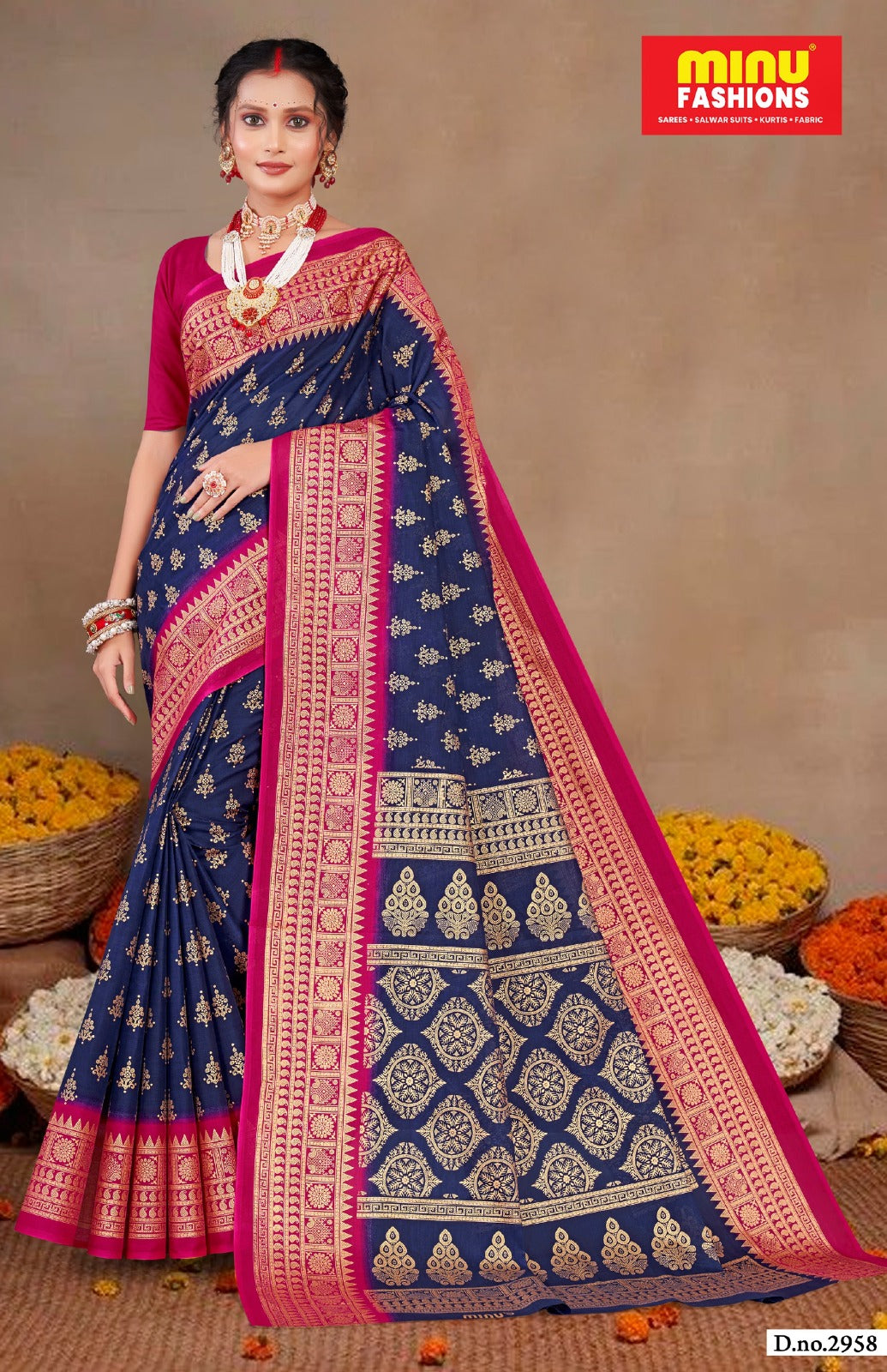 Malai Cotton Saree Gold Star (Vol- 3) - 10 Pcs Set