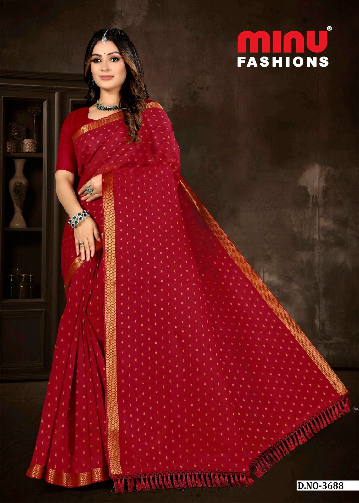 Embroidered Cotton Saree Hiramoti Vol-5 (Special Rate) - 8 Pcs Set