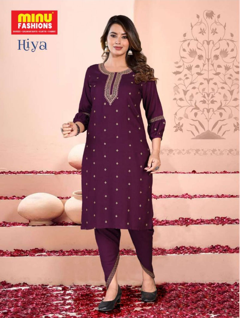 2 Piece Rayon Kurti Set Hiya Combo - 4 Pcs Set
